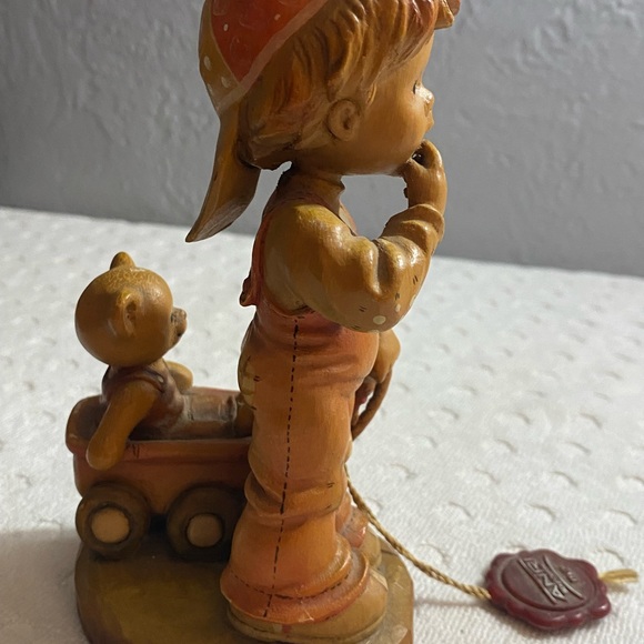 ANRI Sarah Kay  4" “Finding Our Way”Boy with a Wagon and a Teddy Bear - Picture 15 of 16